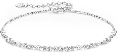 Immagine prodotto di Bracciale da donna in argento sterling 925 con zirconi e pietra portafortuna, regolabile