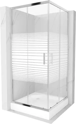 Zdjęcie produktu dla Mexen Rio kabina prysznicowa kwadratowa 90 x 90 cm, pasy, chrom + brodzik Rio, biały - 860-090-090-01-20-4510