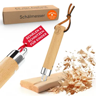 Produktbild von Eli®Schnitzmesser für Kinder mit runder Klinge ab 8 Jahre - Kindermesser Schnitzset - Kinderschnitzmesser - Schnitzwerkzeug -  Outdoor Messer