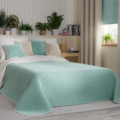 Immagine prodotto di MARKIZETA VELVI Copriletto decorativo, dimensioni 220x240cm, colore 007 menta VELVI0/NAP/007/220240/1