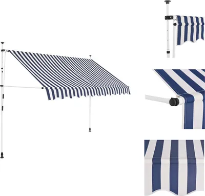 Produktbild von vidaXL Einziehbare Markise Handbetrieben 250 cm Blau/Weiß Gestreift -  Markisen