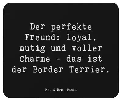 Produktbild von Mr. & Mrs. Panda Mouse Pad Spruch Border Terrier Freund - Schwarz - Geschenk, mousematte, Mauspad, Hunderassen Charakter, Mousepad, pc, Lebensfreude, freundliche Hunde