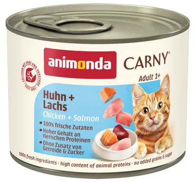 Produktbild von animonda Carny Katzen Nassfutter Huhn + Lachs (6 x 200g), getreidefreies Katzen Nassfutter ohne Zucker, mit frischen fleischigen Zutaten