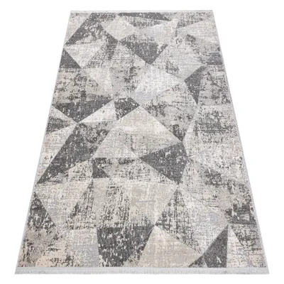 Zdjęcie produktu dla Dywan REBEC nowoczesny frędzle 51192A - dwa poziomy runa krem / szary beżowy 280x370 cm