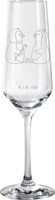 Produktbild von Mr. & Mrs. Panda Glas Pinguin Pärchen - Transparent - Geschenk, Verknallt, Trinkglas, Hochzeitstag, Champagnerglas, Sektglas graviert, Liebe, Hochzeitsgeschenk, Hochzeit
