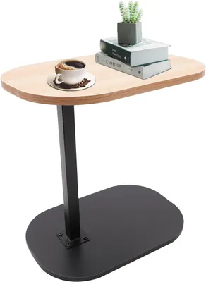 Produktbild von Beistelltisch höhenverstellbar, C-Form, Holzplatte, Metallgestell, 45-80 cm, für Sofa und Bett