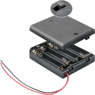 Produktbild von 4x AA (Mignon) Batteriehalter lose Kabelenden, schaltbar, wasserabweisend