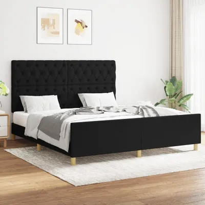 Productafbeelding van Maison Exclusive - Bedframe zonder matras, zwart, 160x200 cm, gestoffeerd