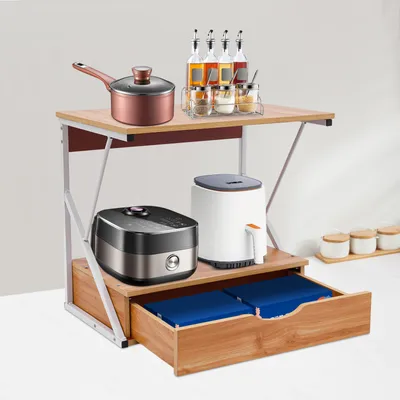 Obrázek produktu pro dvoupatrový kuchyňský stojan na pečivo, praktický stojan do mikrovlnné trouby Simplicity, organizér pro skladování na kuchyňské lince