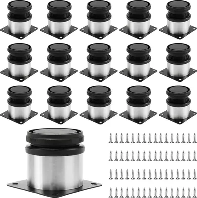 Produktbild von 16 verstellbare Möbelbeine aus Metall, 5 cm, Edelstahl, rund, höhenverstellbar