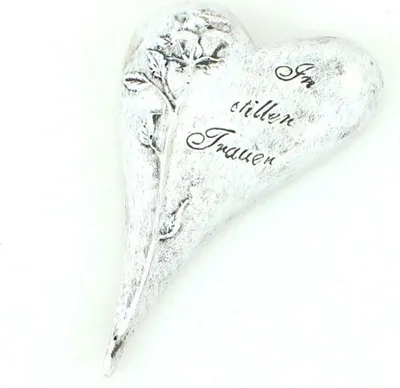 Produktbild von Trauerherz Gedenkherz Grabherz steingrau ca.10x6,5x1,5cm Grabschmuck Grabstein