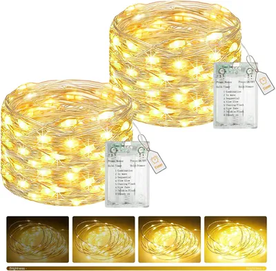 Productafbeelding van Btfarm 2 x 5 m 50 LED-lichtketting werkt op batterijen - Timer
