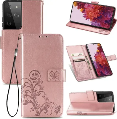 Produktbild von König Design Hülle kompatibel mit Samsung Galaxy S21 Ultra Kunstleder Handyhülle - Handy Case Rosa