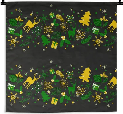 Produktbild von MuchoWow® Wandteppich Wandbehang Weihnachten - Muster - Hirsche 150x150 cm Tapisserie Dekoration Wandtuch - Wohnaccessoires - Modernes