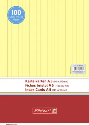 Produktbild von Brunnen Karteikarte DIN A5 quer liniert gelb 100 St./Pack.