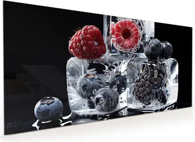 Produktbild von Küchenrückwand Spritzschutz Glas mit Motiv Gefrorene Früchte 40 x 40 cm