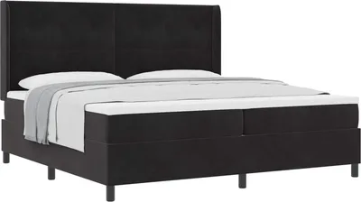 Obrázok produktu pre Posteľ s pružinovým rámom s matracmi Čierna 200 x 200 cm Zamat