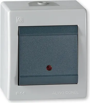 Produktbild von Wechselschalter mit Glimmlampe IP 44 Grau mit Wippe in Anthrazit