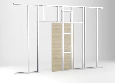 Immagine prodotto di Sistema per porte scorrevoli Knauf Pocket Kit Easy Standard per ante in legno e vetro CW 100