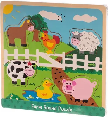 Image de Puzzle éducatif en bois avec sons, Ferme