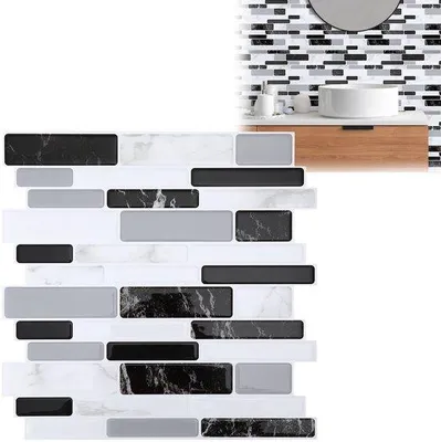 Immagine prodotto di Adesivi 3D effetto mosaico, nero e verde – Adesivi facili da pulire