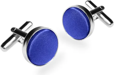 Produktbild von Manschettenknöpfe Manschettenknopf Manschette Herren Cufflinks Stoff Seidenkopf mittelblau