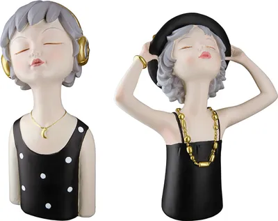 Immagine prodotto di Gilde Figur, "Lady Ella", Fraumotiv, Kunstharz, grau, schwarz, L. 9 cm, B. 18.5 cm, H. 23 cm 52698 4063387526989 2 Stück (2-fach sortiert)
