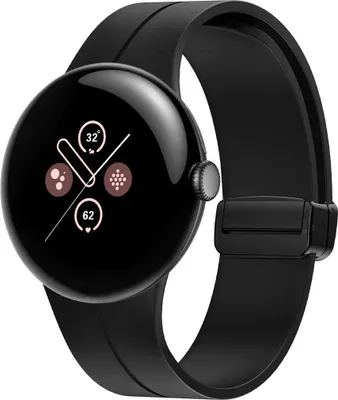 Produktbild von Strap-it Silikon 'D-Buckle' Armband passend für Google Pixel Watch 3 - 45mm / Google Pixel Watch 4 - 45mm - Schwarz