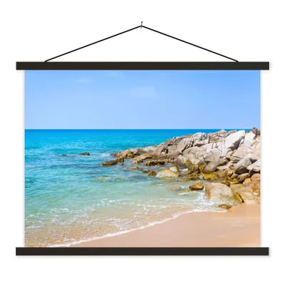 Produktbild von MuchoWow® Textilposter Strand - Meer - Tropisch - Sommer 150x113 cm mit holzfarbenen Rahmen - Poster