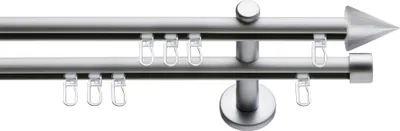 Produktbild von SN Deco Gardinenstange Innenlauf Nizza, 19 mm, 2-läufig, Stahl, Komplett-Set mit Ringen, Profilträger, 320 cm, chrom matt