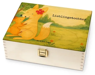 Produktbild von Mr. & Mrs. Panda Tee Box Fuchs Mama Design - Weiß - Geschenk, Teebeutel-Box, Teeaufbewahrung, Teebeutel Aufbewahrung, Mutter, Tochter, für Paare, Schoß, Muttertag, Teebox