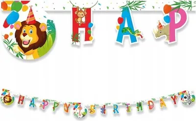 Produktbild von Girlande Banner TIERE Dschungel Geburtstag 200cm