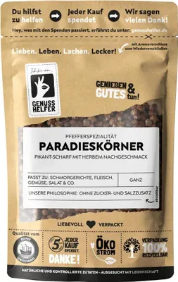 Produktbild von Paradieskörner, ganz, aromatischer Guinea-Pfeffer mit feiner Schärfe zum Kochen und Backen, 50g