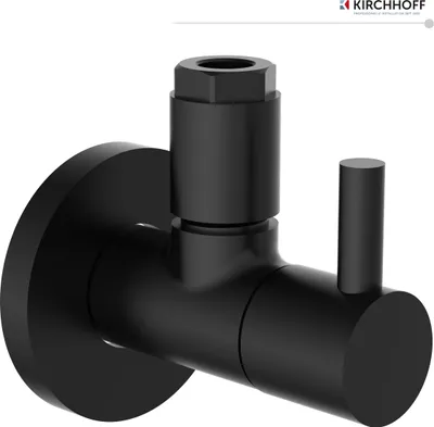 Produktbild von KIRCHHOFF Universal Eckventil mit Schnellverschluss, 1/2“ Eckregulierventil für Kalt- und Warmwasserleitungen, Schwarz matt