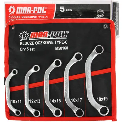 Obrázek produktu pro MAR-POL Klíče očkové zahnuté 5ks 10-19mm M58168