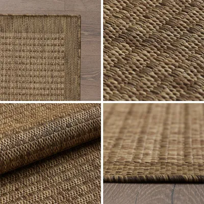 Produktbild von Homebyhome In & Outdoor Teppich Terrasse Balkon Küchenteppich Wetterfest Sisal Optik Flachgewebe Einfarbig mit Struktur, Grösse: 160 cm Rund