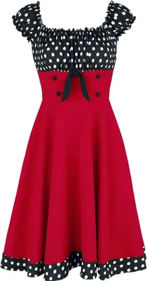 Produktbild von Belsira Mittellanges Kleid Damen Schulterfreies Swing-Kleid schwarz/rot/weiß XXL
