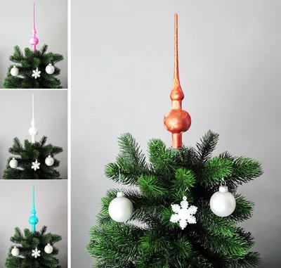 Produktbild von JACK Christbaumspitze Spitze Glas 28cm Eislack Glanz Matt Baumspitze Mundgeblasen Box, Farbe:Braun Eislack