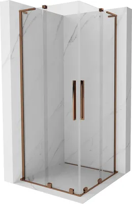 Image de Mexen Velar L Duo Cabine de douche coulissante 90 x 90 cm, transparente, or rose - 871-090-090-02-03-60