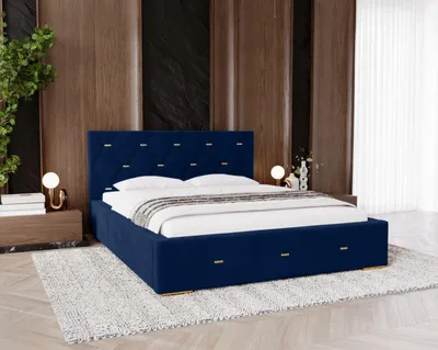 Obrázek produktu pro Čalouněné dvojlůžko 160x200 s úložným prostorem DANVILLE 2 - modré 2