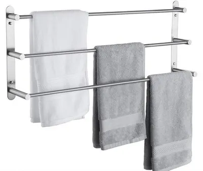 Image de Porte-serviettes de bain en acier inoxydable à 3 barres, à fixation murale