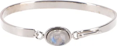 Produktbild von Boho Silberarmreifen mit Halbedelstein aus Indien - Mondstein, Weiß, SterlingSilber, Armreifen & Armbänder aus Silber