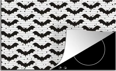 Produktbild von KitchenYeah© Herdabdeckplatte Fledermaus - Muster - Halloween , 89x51cm, Küche Deko, Glaskeramikkochfeld Herdabdeckung, Abdeckplatte fùr Kochfeld