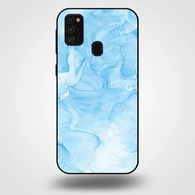 Produktbild von Smartphonica Handyhülle für Samsung Galaxy M21 mit Marmordruck - TPU-Hülle mit Marmor-Design - Hellblau