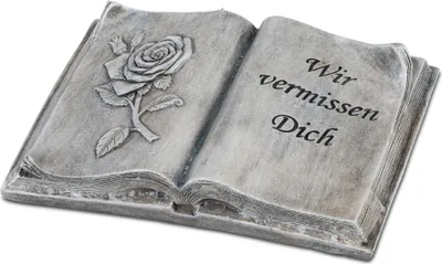 Produktbild von Grabdeko Buch mit Spruch Wir vermissen Dich B. 17,5cm Formano Trauerdekoration