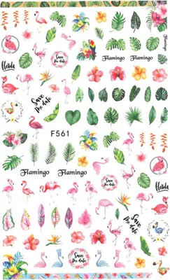Produktbild von Nagelsticker dünn selbstklebend Pflanzen Flamingos F561