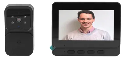 Obrázok produktu pre Bezdrôtový videointerkom, napájaný batériami, videokamera pri dverách, videointerkom, 4,3-palcový displej, obojsmerná komunikácia, automatická funkcia