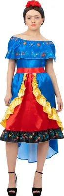 Produktbild von Smiffys - "Deluxe Artist Frida" Kostüm - Damen SM2384 (S) (Blau/Rot)