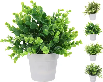Zdjęcie produktu dla sztuczny kwiat ZIELONY w doniczce, średnica 8,5 cm, wysokość 24 cm, mieszanka gatunków