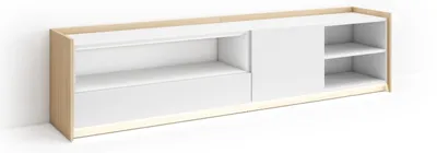 Image de Meuble tv effet bois blanc et chêne 207x37x50cm avec Led